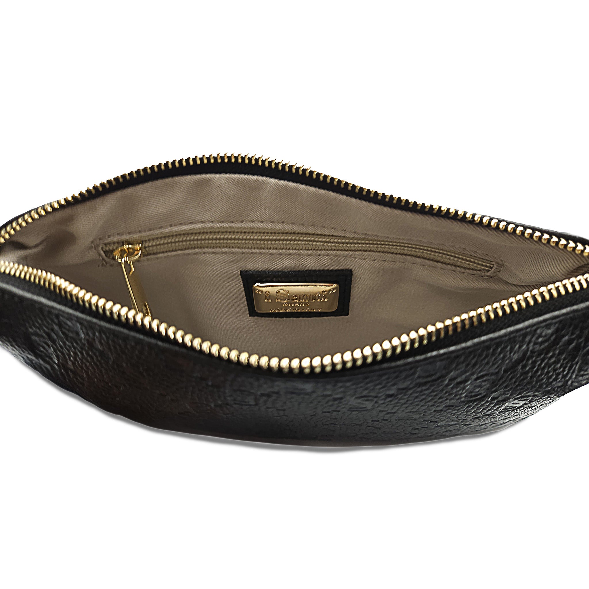 Mini pochette in vera pelle con monogram inciso "i Santi"- 2060