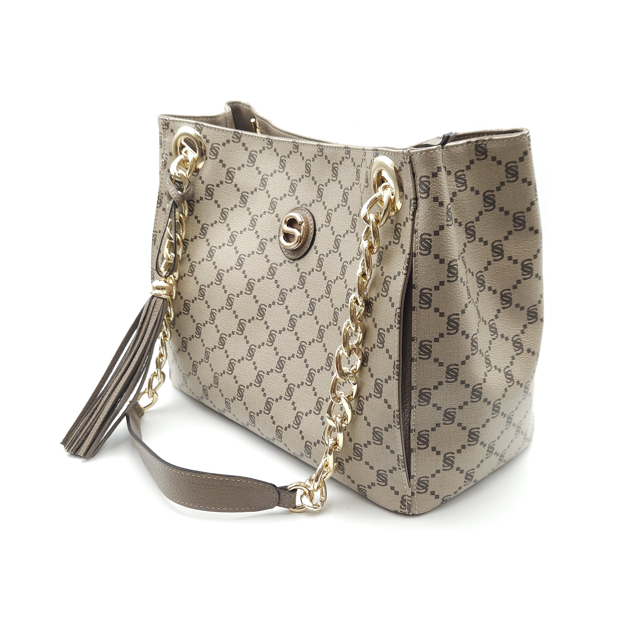 Shopper Monogram con catena gold e nappina - 2033