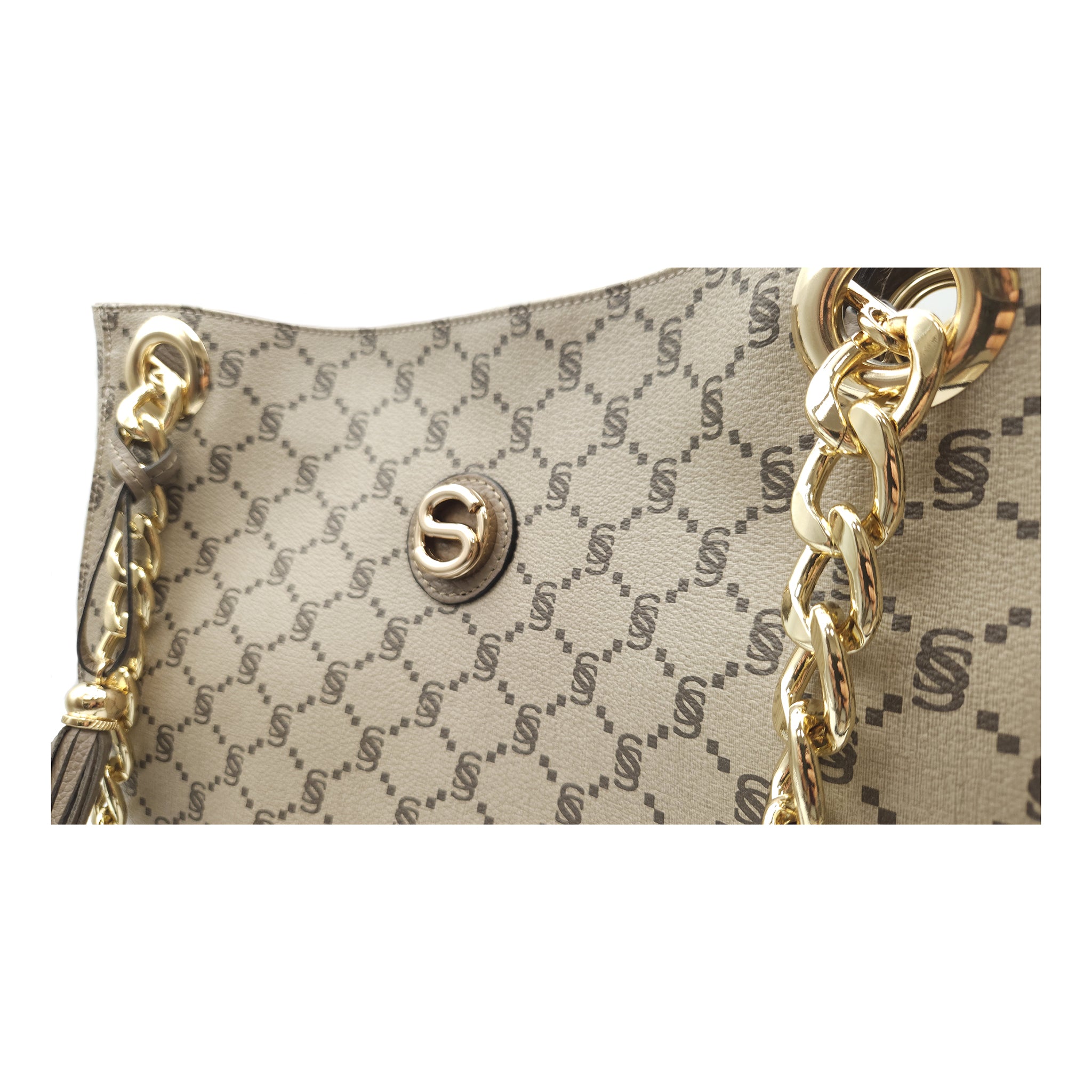 Shopper Monogram con catena gold e nappina - 2033