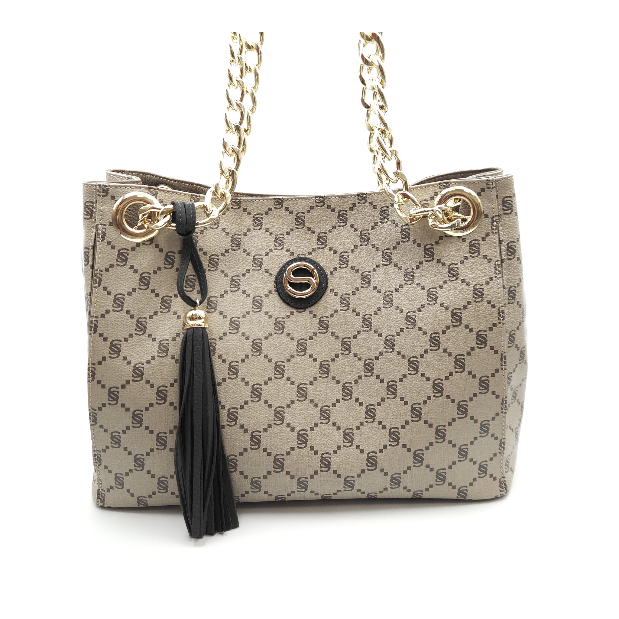 Shopper Monogram con catena gold e nappina - 2033
