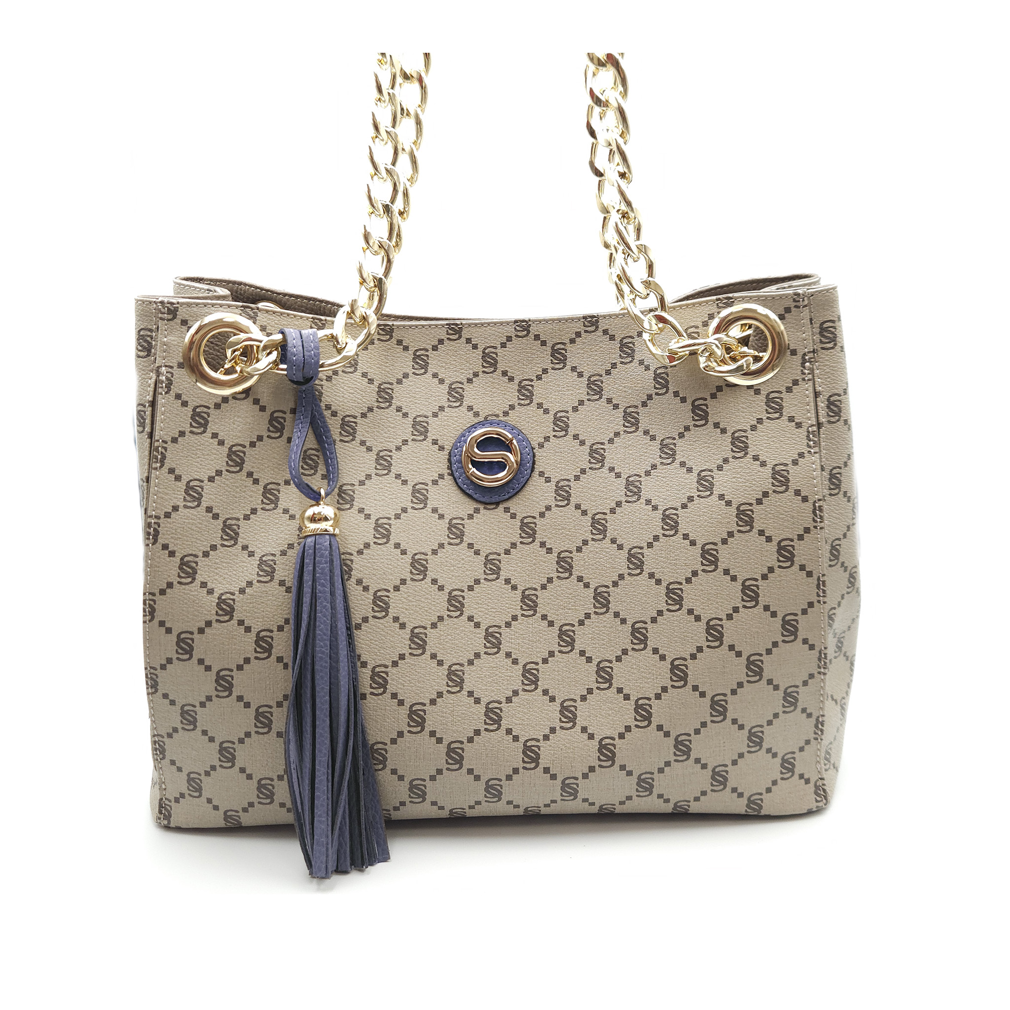 Shopper Monogram con catena gold e nappina - 2033