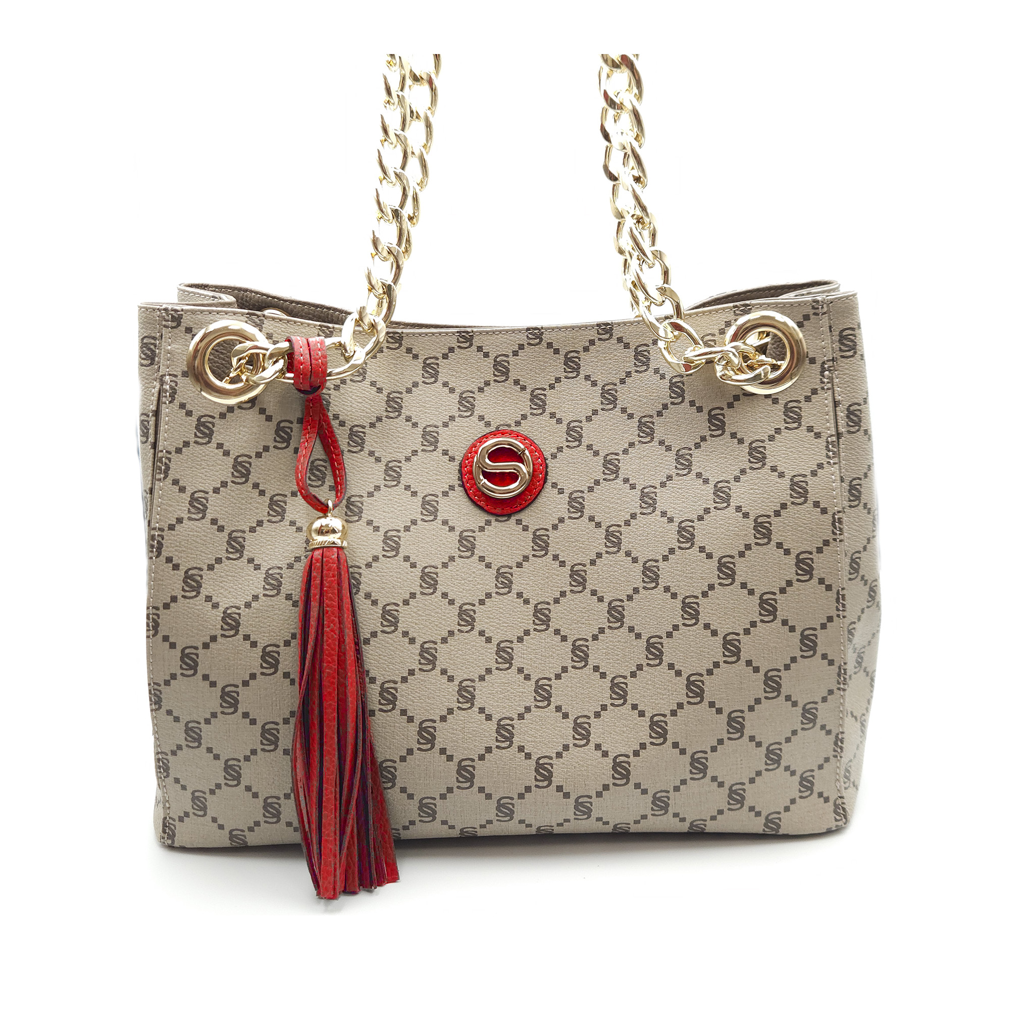 Shopper Monogram con catena gold e nappina - 2033