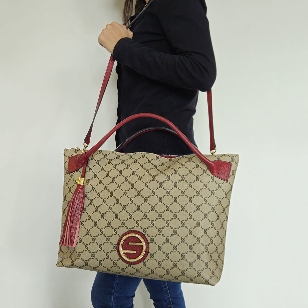 Borsa a spalla monogram "I Santi" con nappina - 2050
