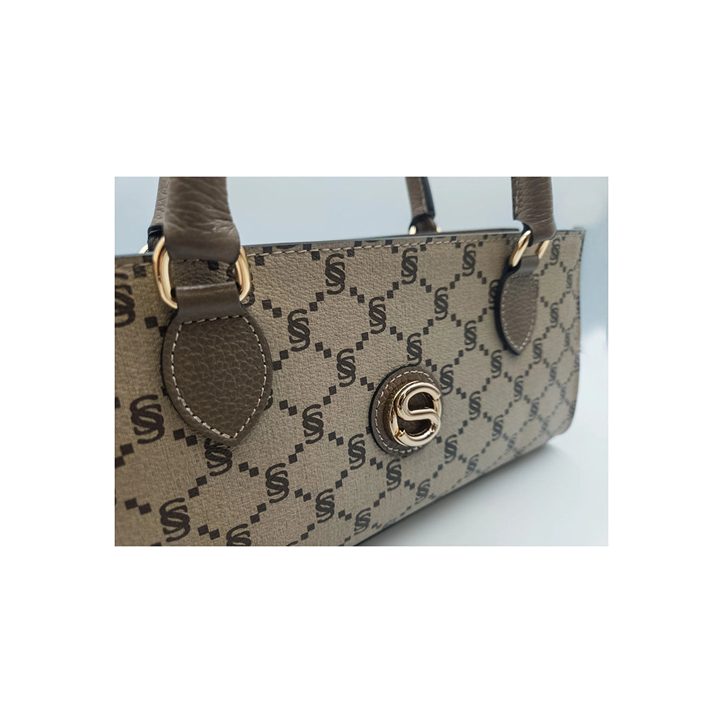 Mini bolso de mano monograma con asas de piel – 2066