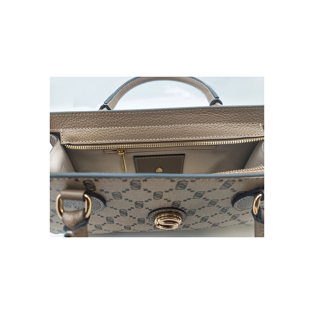 Mini bolso de mano monograma con asas de piel – 2066