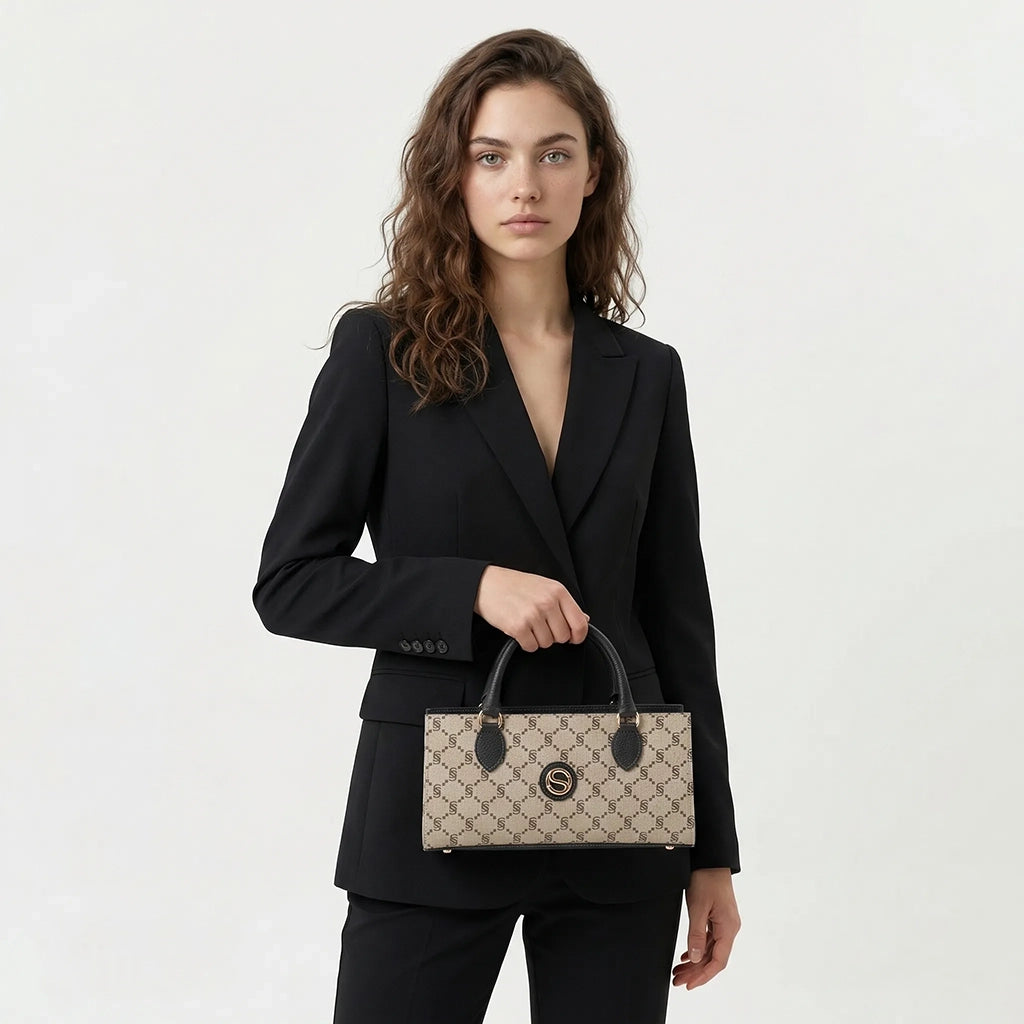 Mini bolso de mano monograma con asas de piel – 2066