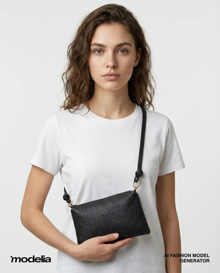 Mini pochette in vera pelle con monogram inciso "i Santi"- 2060